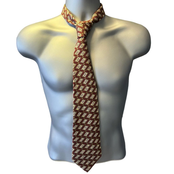 Today's Man Italian Handmade Silk Geometric Print Tie - Picture 1 of 6